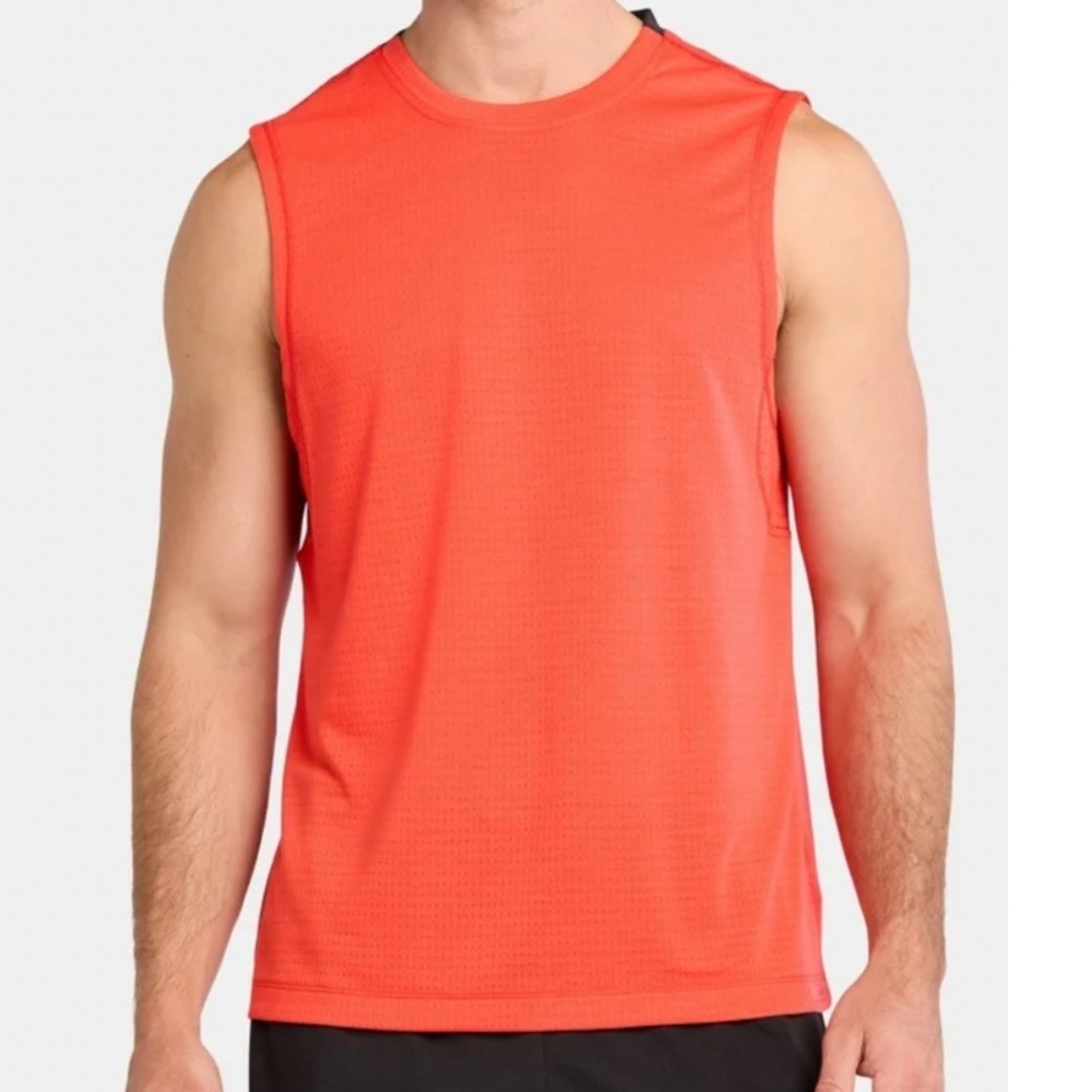 Athletic Works Mens Mixed Media Muscle Tank Ember Orange Sleeveless Shirt 3XL